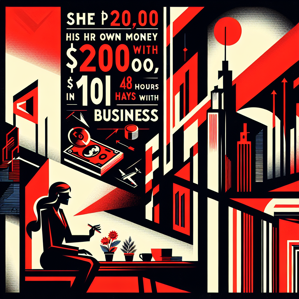 Ela colocou US$ 20 mil do próprio bolso e fez US$ 10 mil em 48h com um negócio simples