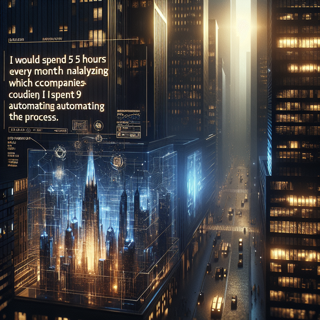 Eu usava 5 horas todos os meses analisando quais empresas eu ia investir, então gastei 19 horas para automatizar o processo